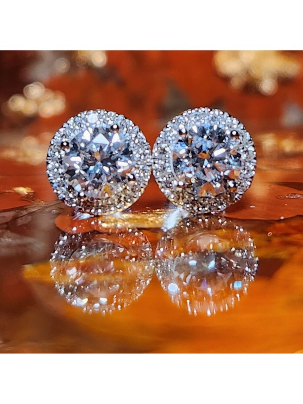 LynChoe Lab Grown Diamond Halo Stud Earrings D-E VS 0.96ct NWT